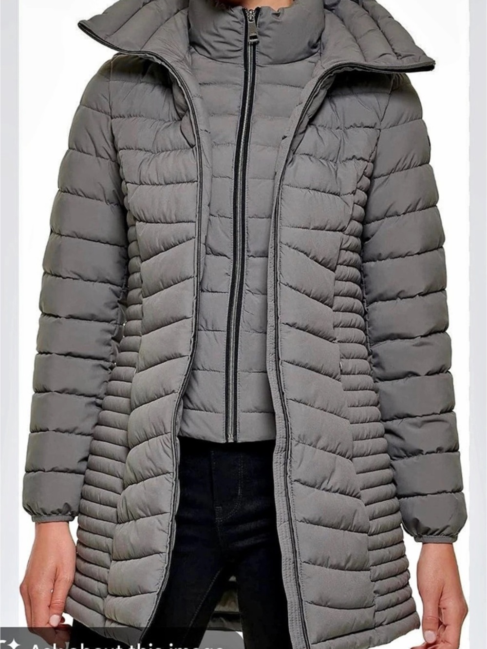 NWOT DKNY Women's Everyday Outerwear Packable Stretchy Jacket In Smoke Grey XS